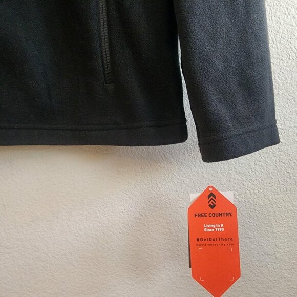 Free Country Jacket Mens Medium Jet Black Microtech Fleece Full Zip 268-M98307S - Picture 2 of 16